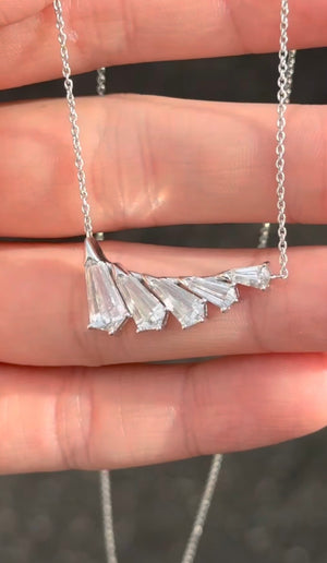 3.16 ct White Gold Double Sided Shield Cut Lab Diamond Necklace