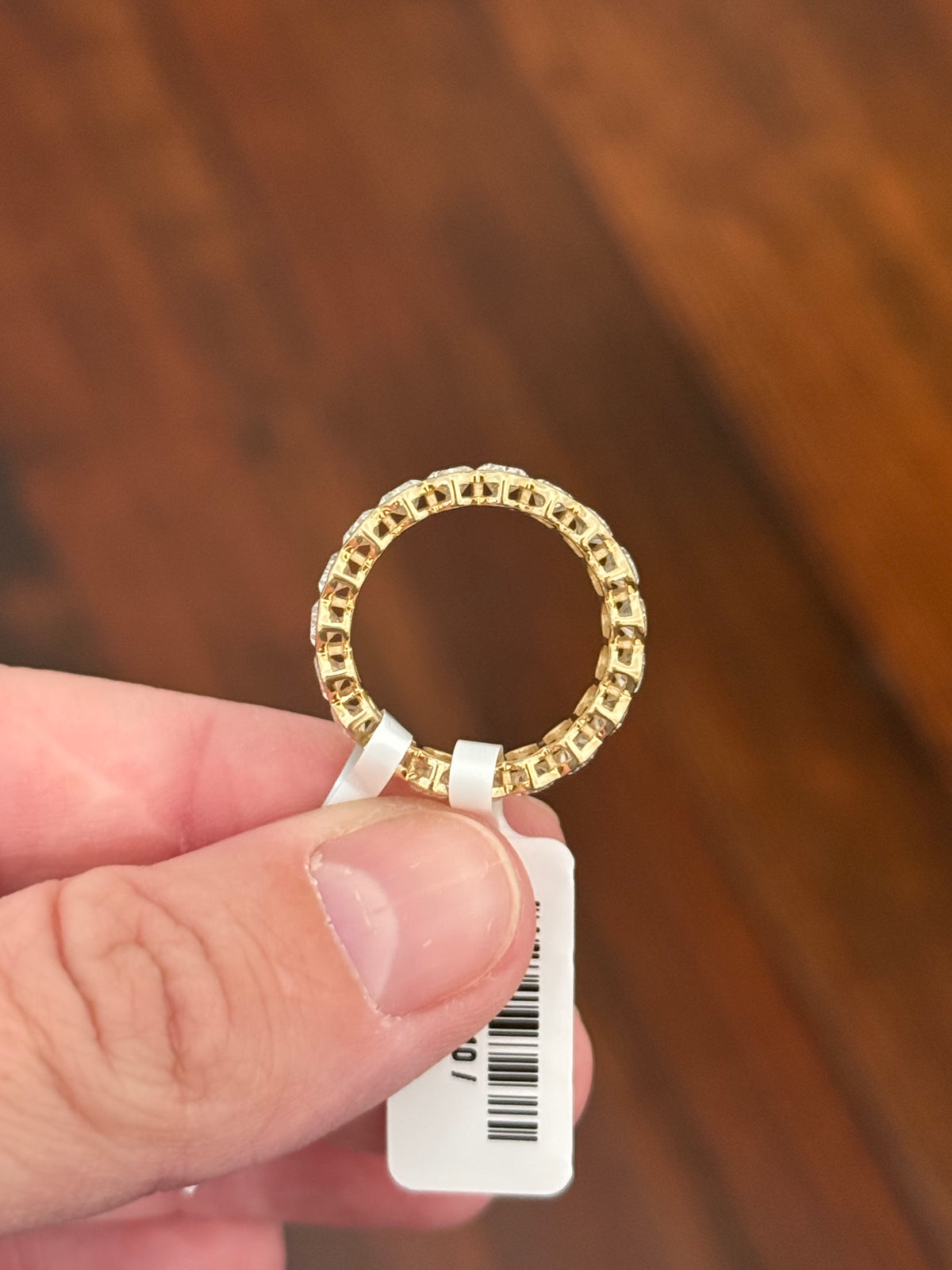 IGI certified 5.14ct oval lab diamond half bezel set eternity band
