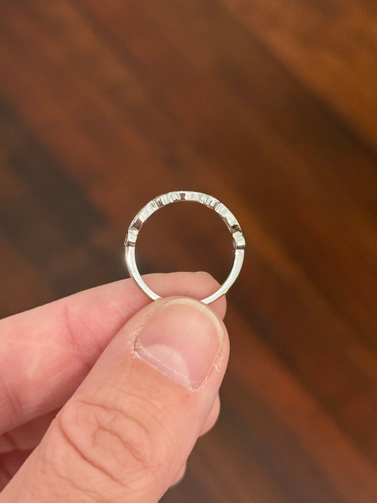 White gold orange and white lab diamond band