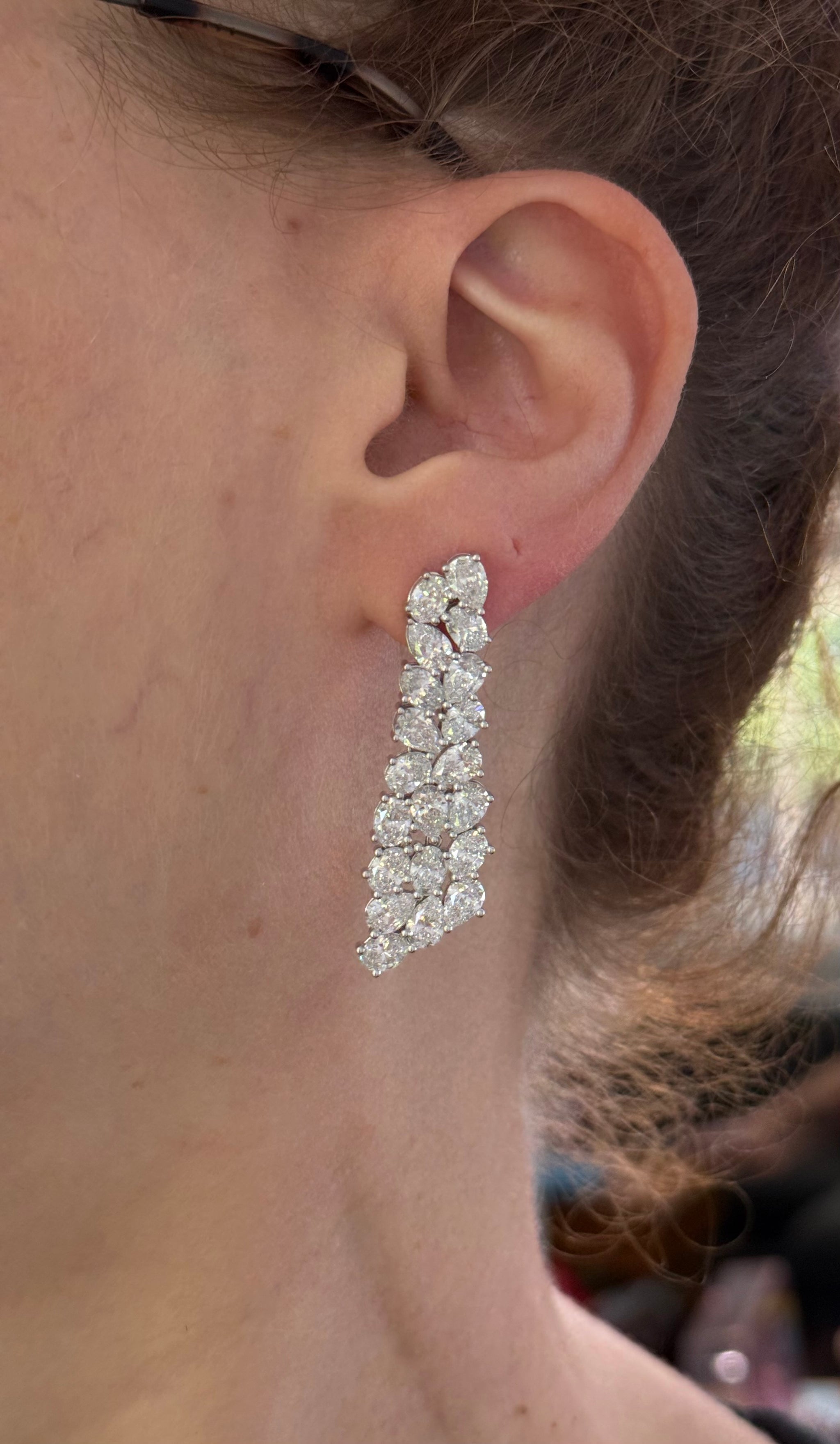White gold oval and pear shape lab diamond earrings