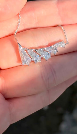 3.16 ct White Gold Double Sided Shield Cut Lab Diamond Necklace