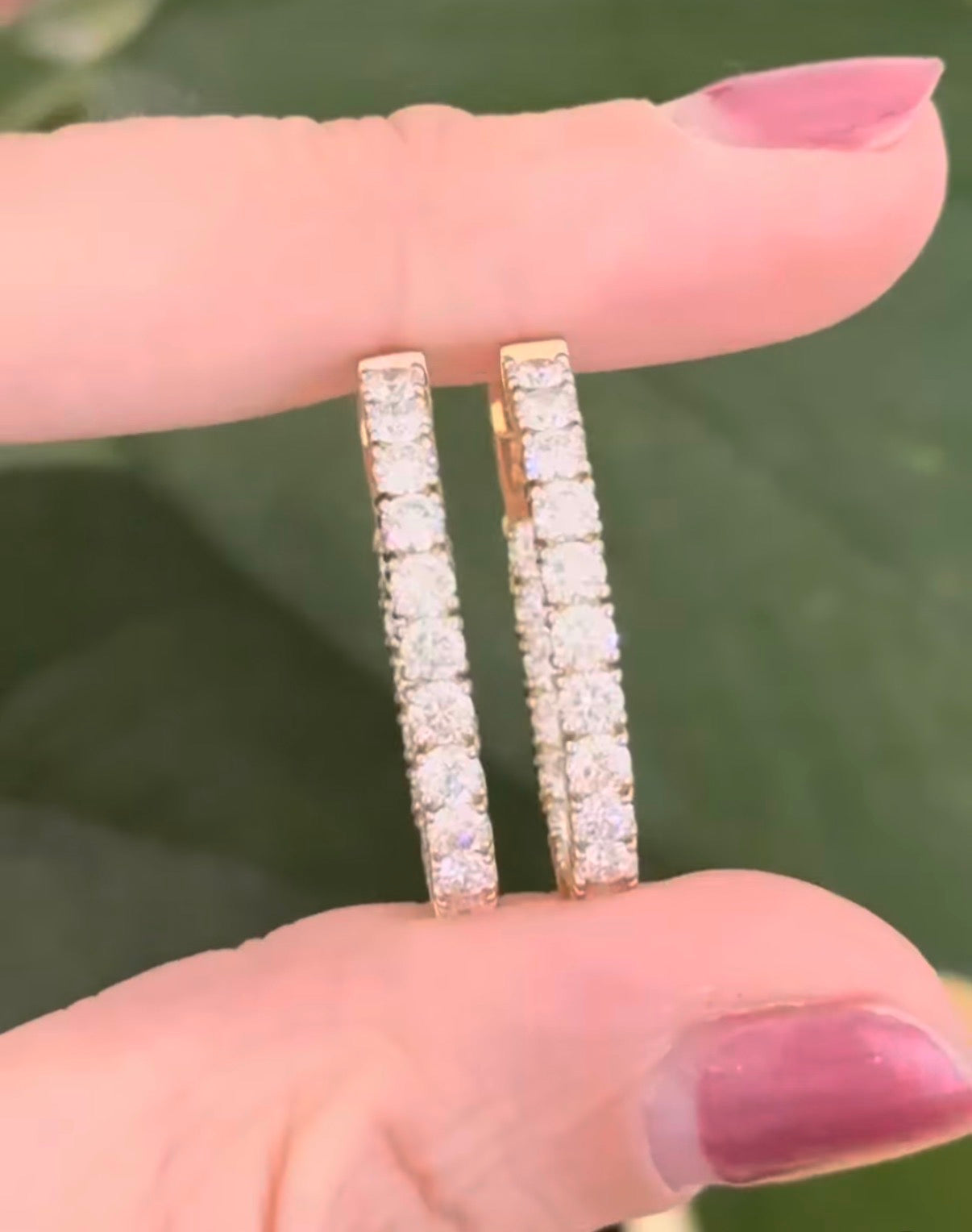 Yellow gold lab diamond oval hoop earrings. Includes IDT certificate.