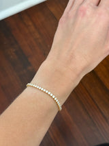 Yellow gold 4 prong 6.51ct natural diamond tennis bracelet