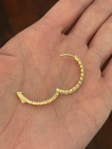 Yellow gold lab diamond oval hoop earrings. Includes IDT certificate.