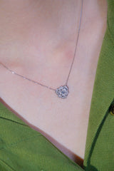 18K White Gold Real Natural Diamond Pendant Necklace for Women