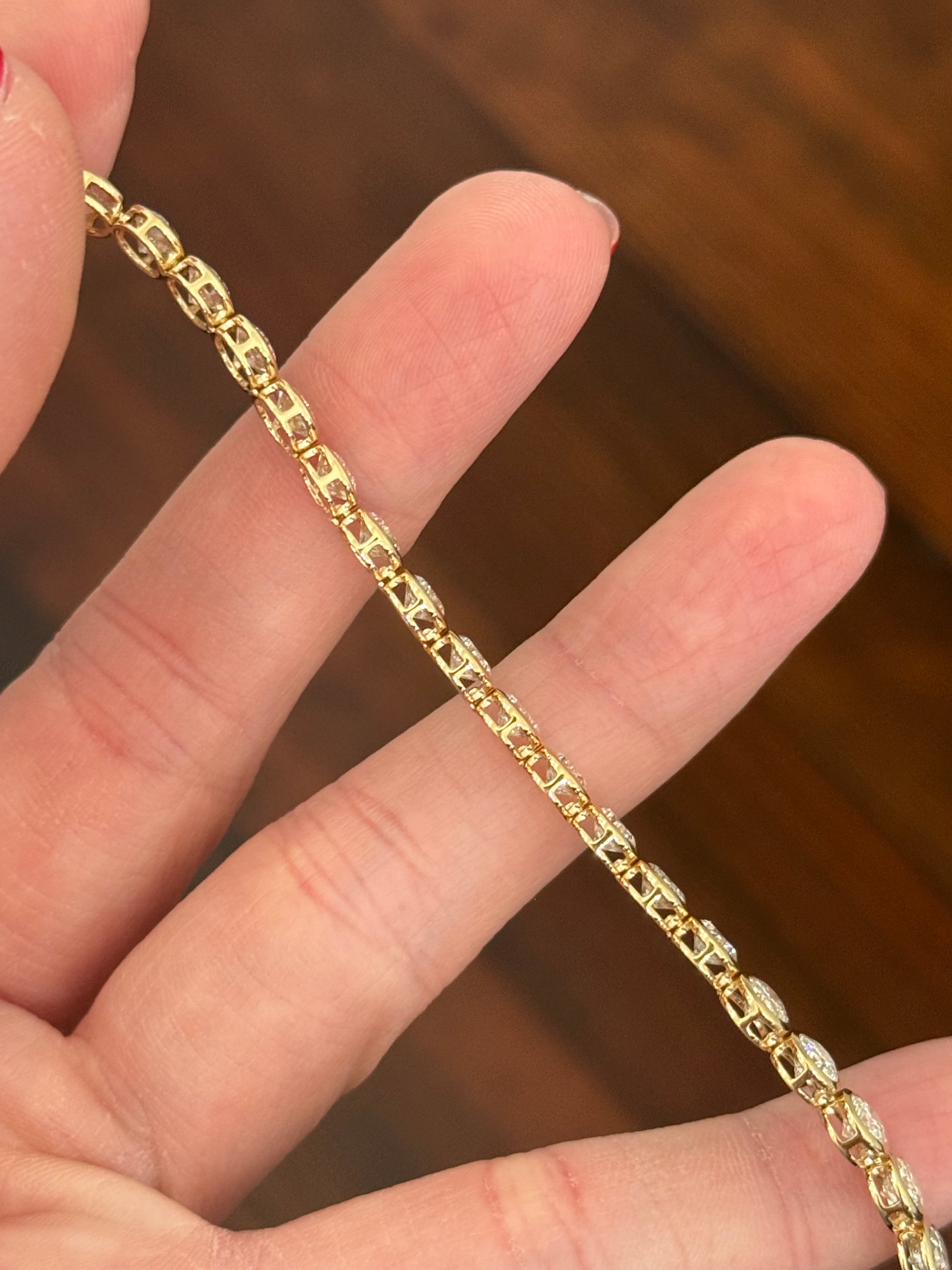 Yellow gold bezel set 10.34ct lab diamond bracelet