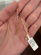 Yellow gold paperclip IGI certified 3.06ct pear shape lab diamond bracelet. Pear measures 13.24x8.22x4.82mm
