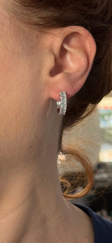White gold 2.55ct emerald cut lab diamond oval hoop earrings