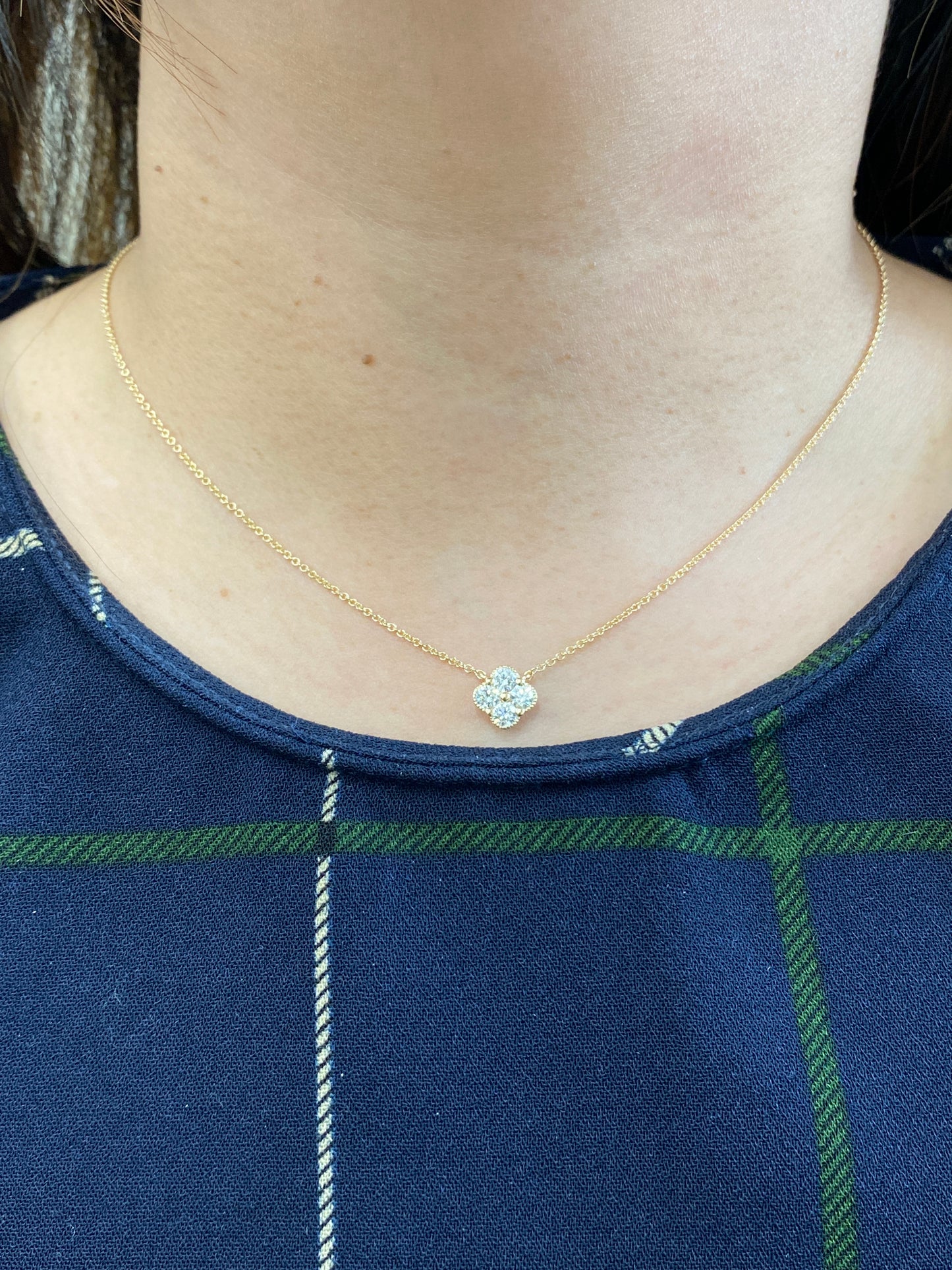 0.50 cttw Round Lab Diamond White or Yellow Clover Pendant