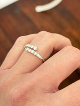 Lab diamond bypass rings available in white and yellow gold