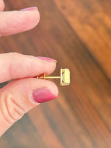 Yellow gold bezel set IGI certified 2+2ct emerald cut lab diamond stud earrings with screw backs