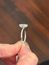 IGI certified white gold oval and round lab diamond ring