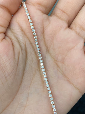 2.4 CT Lab 7 inches Rose Tennis Bracelet