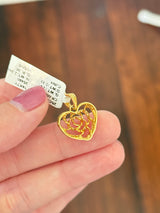 Yellow gold lab diamond heart pendant
