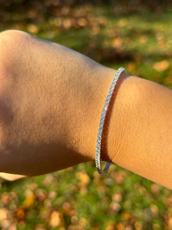 14K Lab 3.42ct EF VVS/VS 7inches Tennis Bracelet