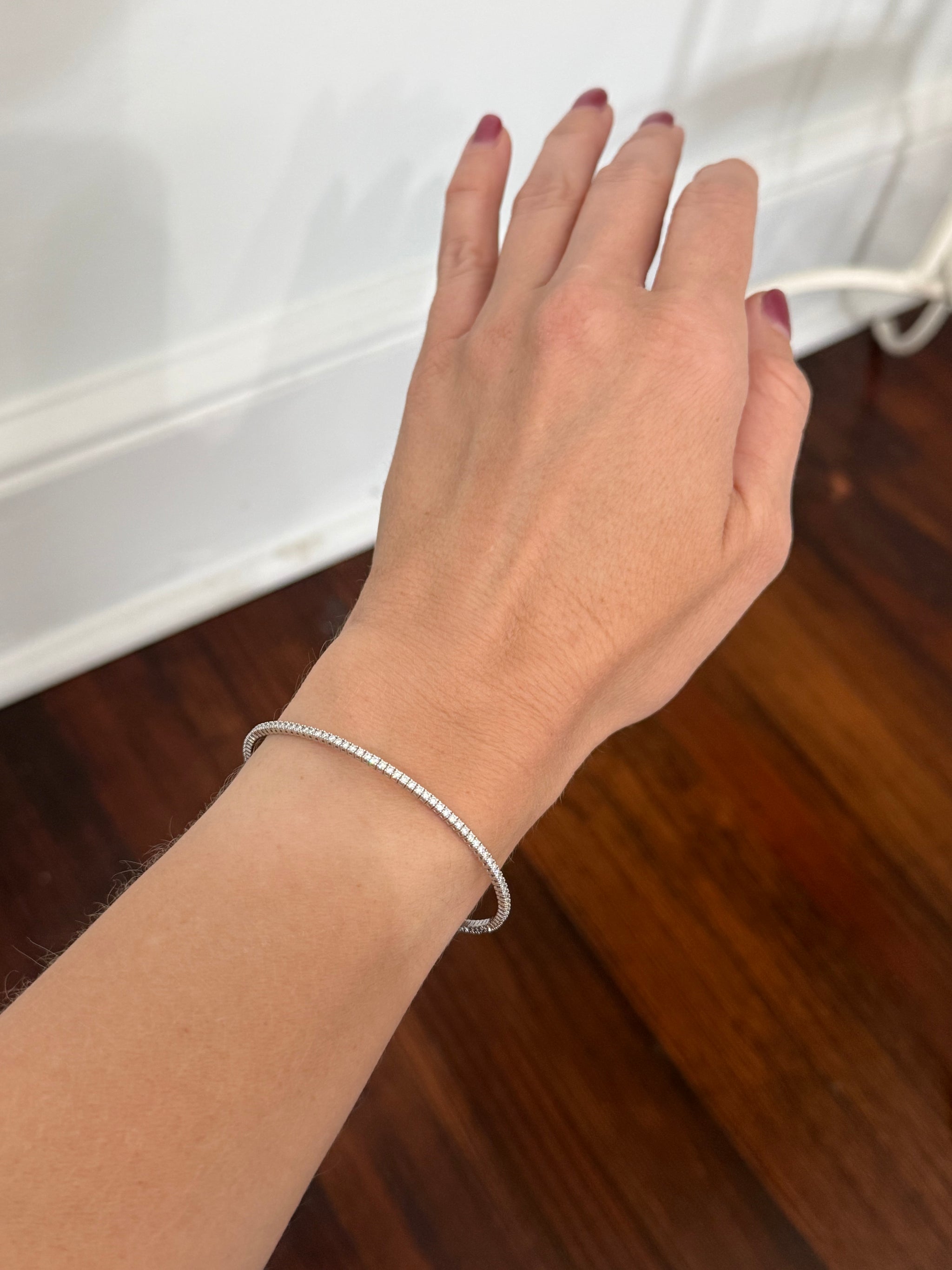 White gold 1.47ct lab diamond flex bracelet