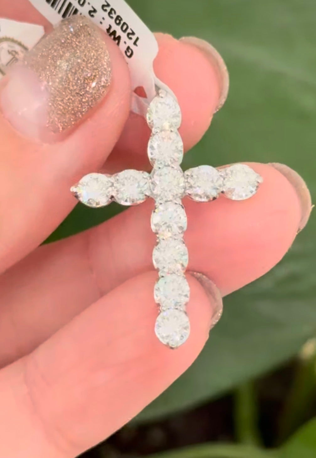 IGI certified white gold 2.55ct lab diamond cross pendant