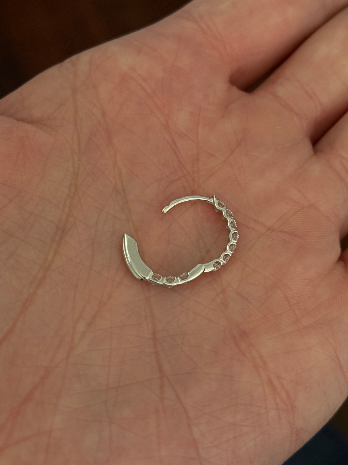 14.2mm white gold 0.72ct lab diamond inside out hoops
