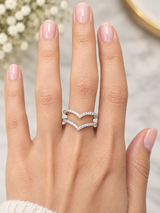 Custom Made 14K Yellow Gold V Shaped Round lab Diamond Eternity Band