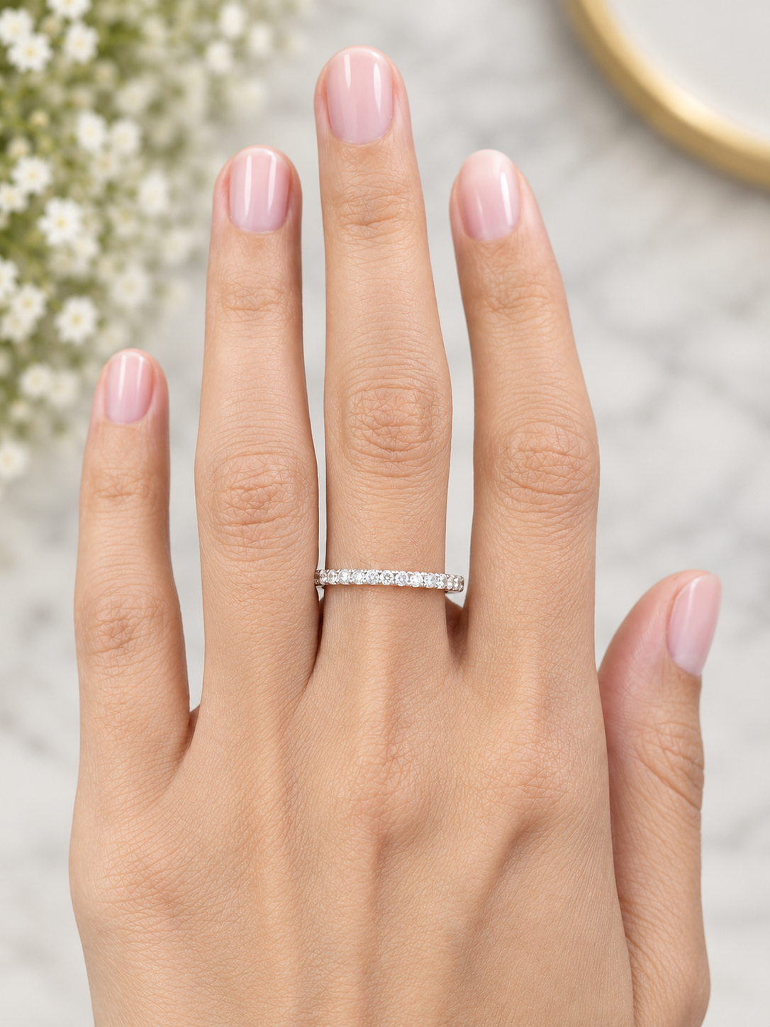 Custom Made 14K Yellow Gold Three-Quarter Round lab Diamond Eternity Band