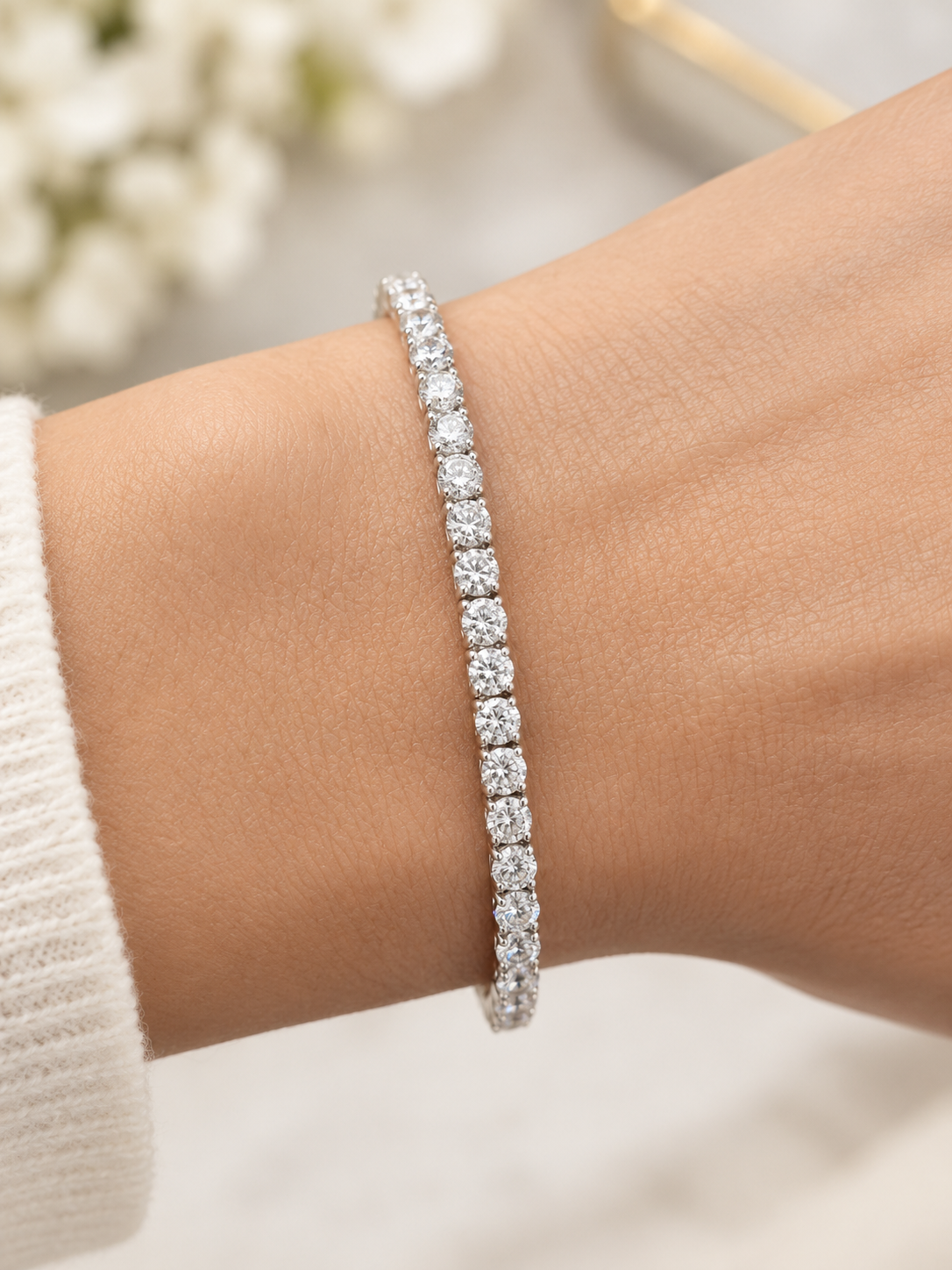 6.32cttw White Gold Lab Diamond 7" Tennis Bracelet