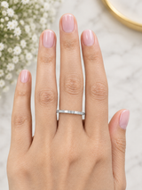 Custom Made 14K White Gold Baguette Half way lab Diamond Eternity Band