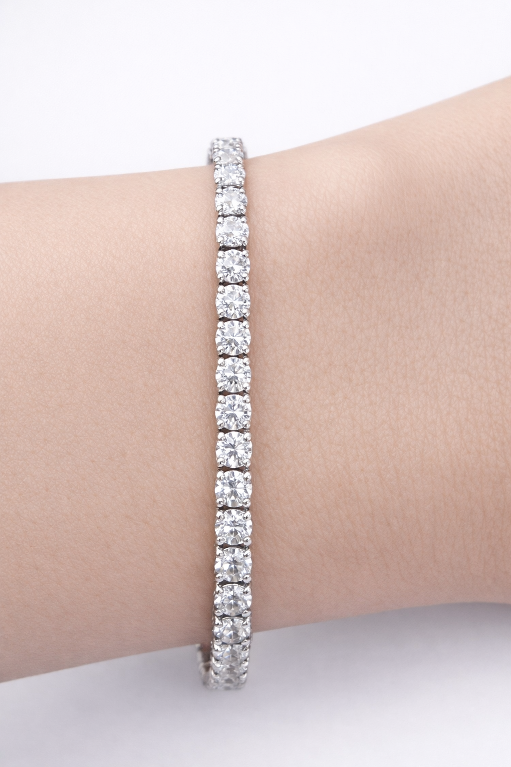 6.01cttw White Gold Lab Diamond 7" Tennis Bracelet