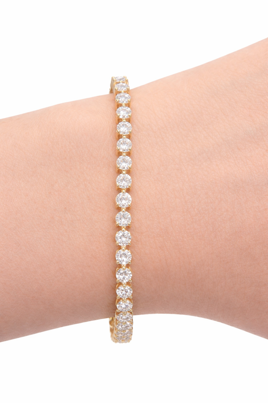 4.34cttw Yellow Gold 3 prongs Lab Diamond 7" Tennis Bracelet