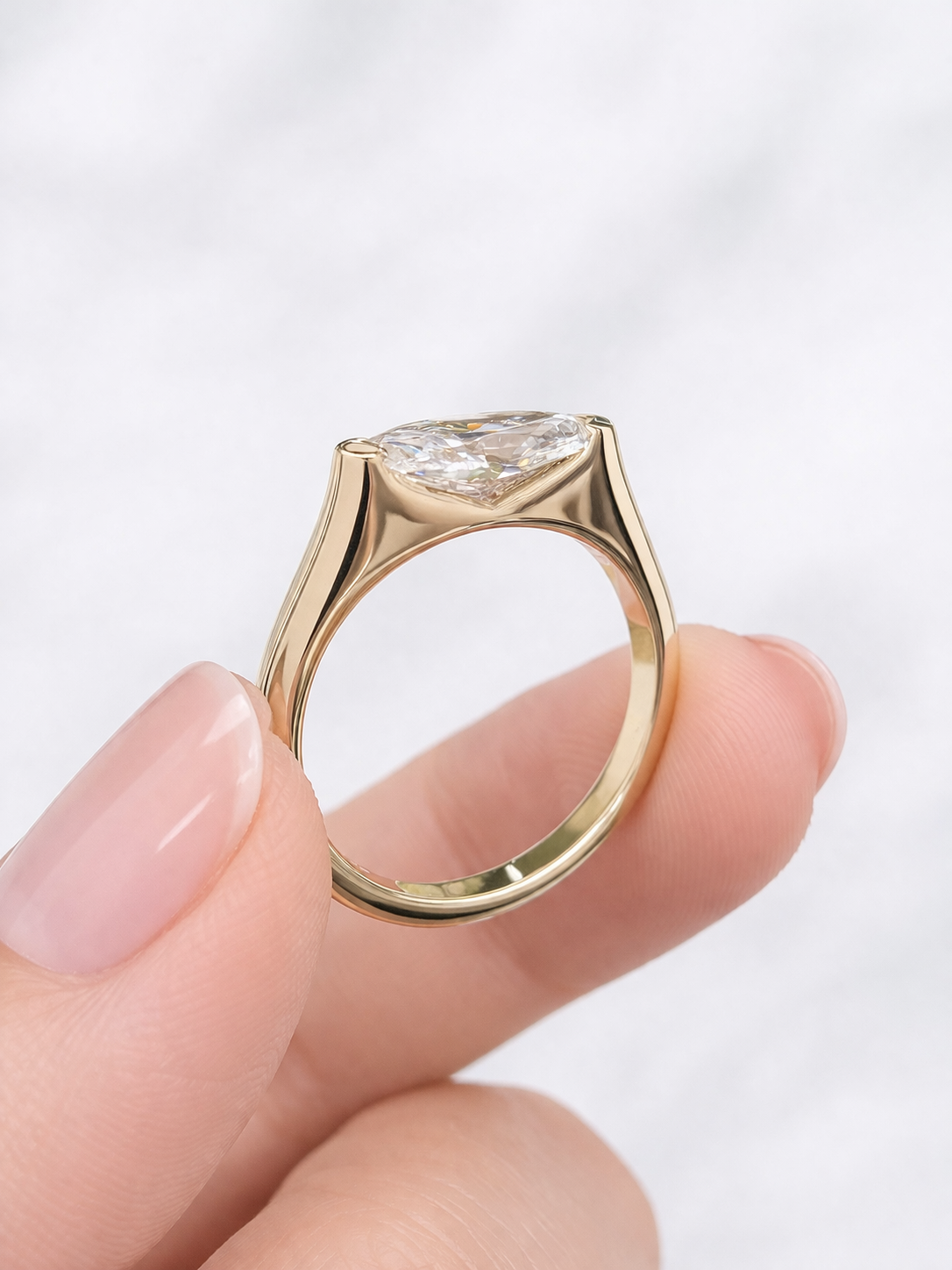 Custom - Made 1 CT+ Marquise Jenny Ring 14K Yellow Gold