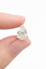4.00cttw Pear Shaped Yellow Gold Lab Diamond Stud