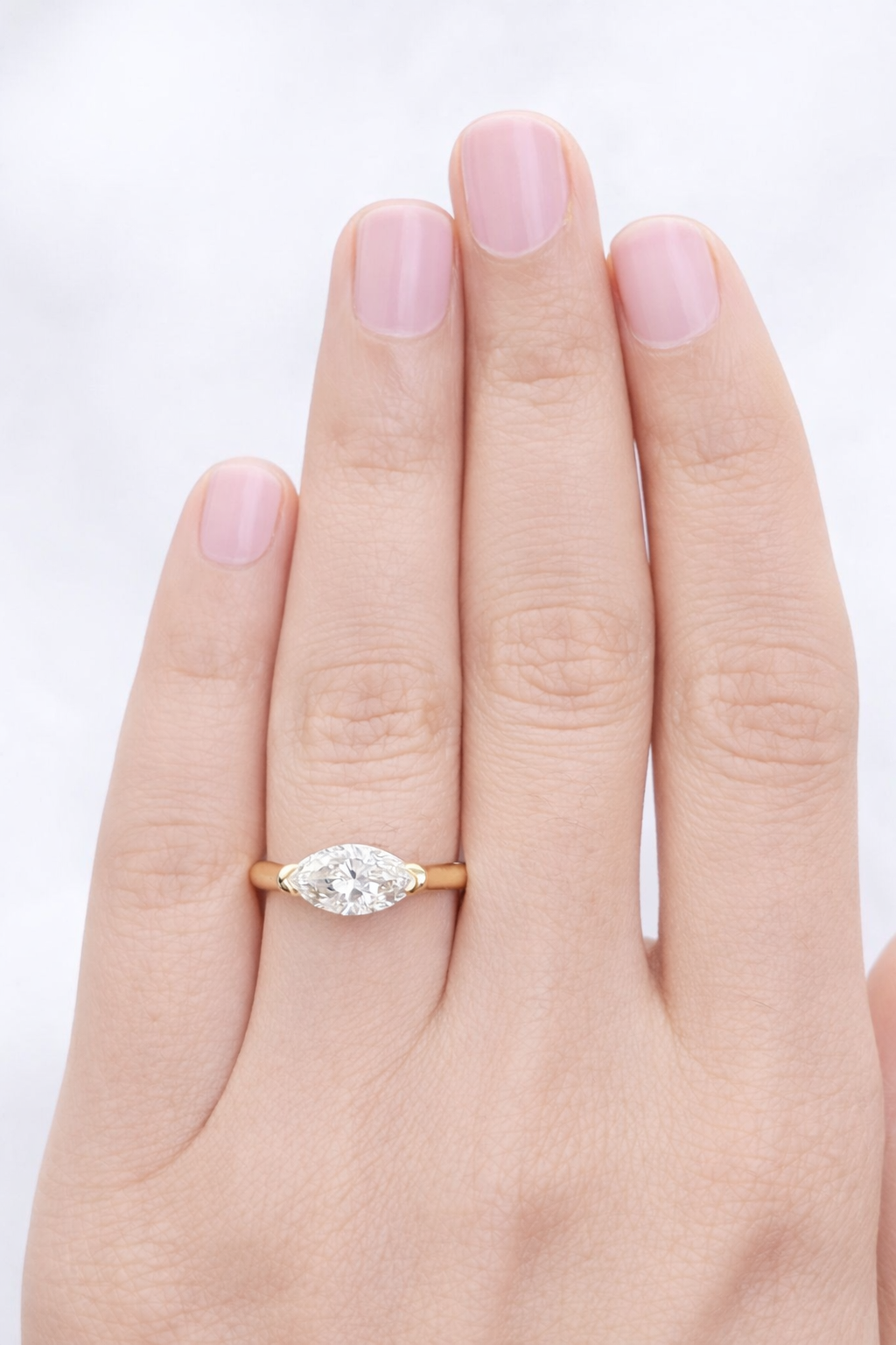 Custom - Made 1 CT+ Marquise Jenny Ring 14K Yellow Gold