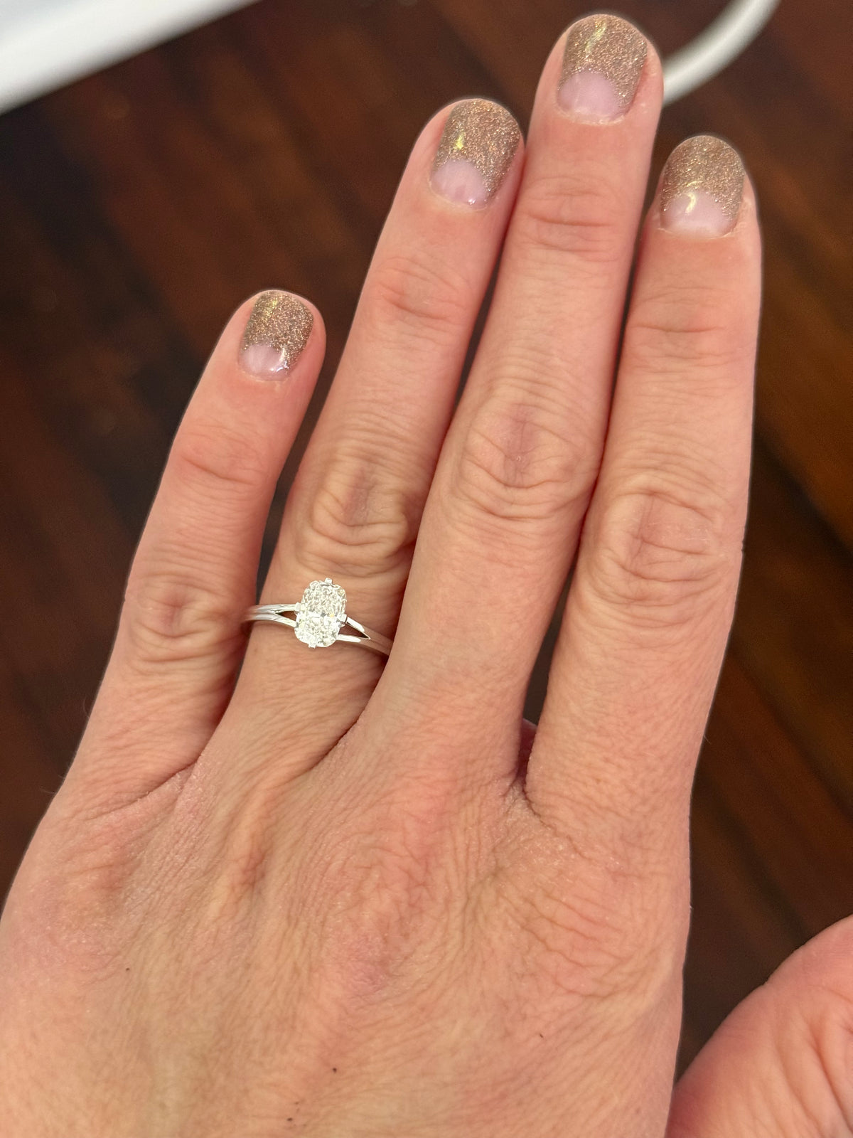 White gold 1ct cushion cut lab diamond ring