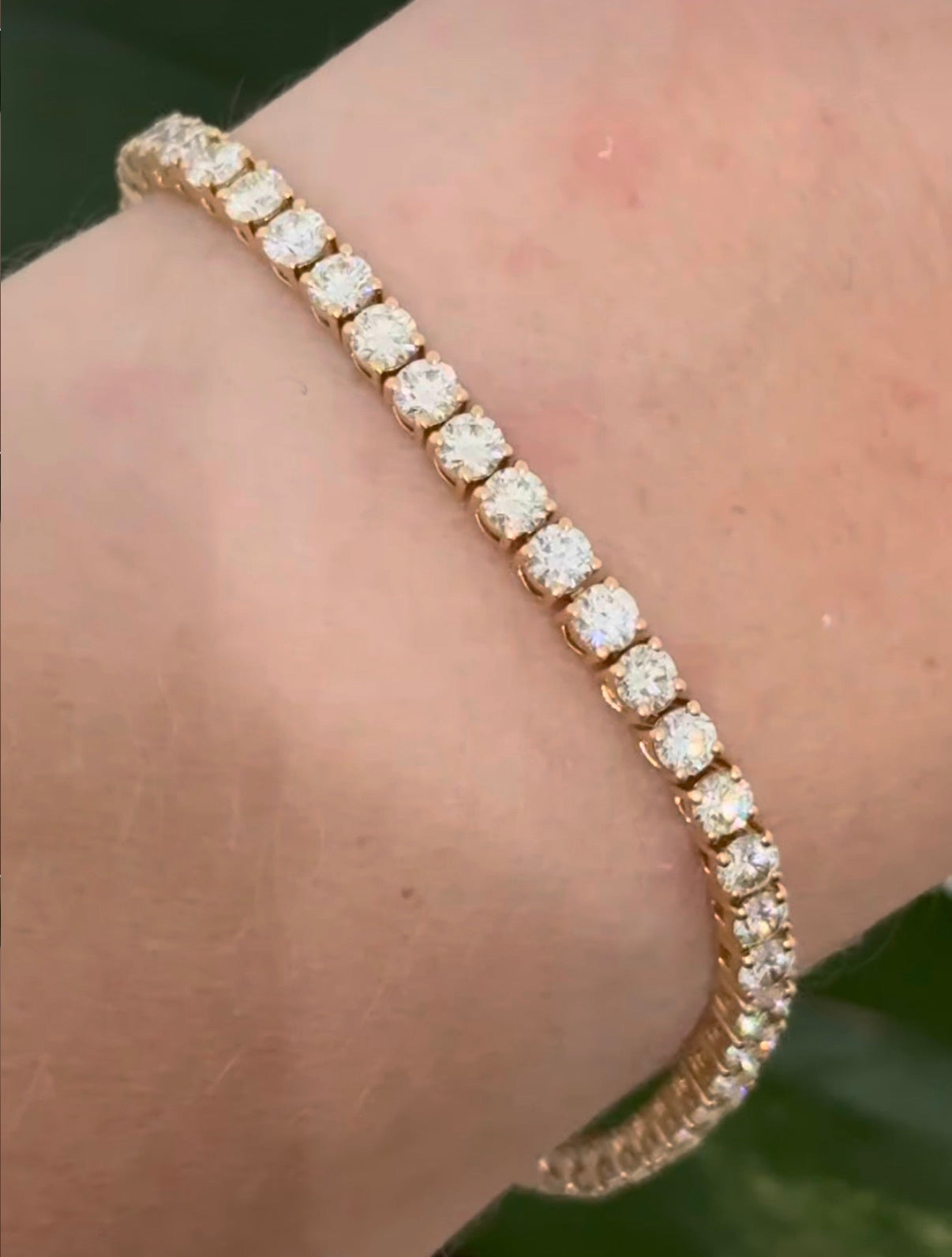 4 prong yellow gold 7.02ct natural diamond tennis bracelet