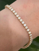 4 prong yellow gold 7.02ct natural diamond tennis bracelet
