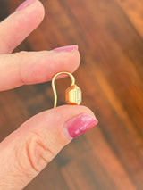 Yellow gold antique emerald cut lab diamond hook earrings