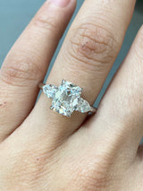 IGI certified 2.50 Ct old mine cut and pear lab diamond ring