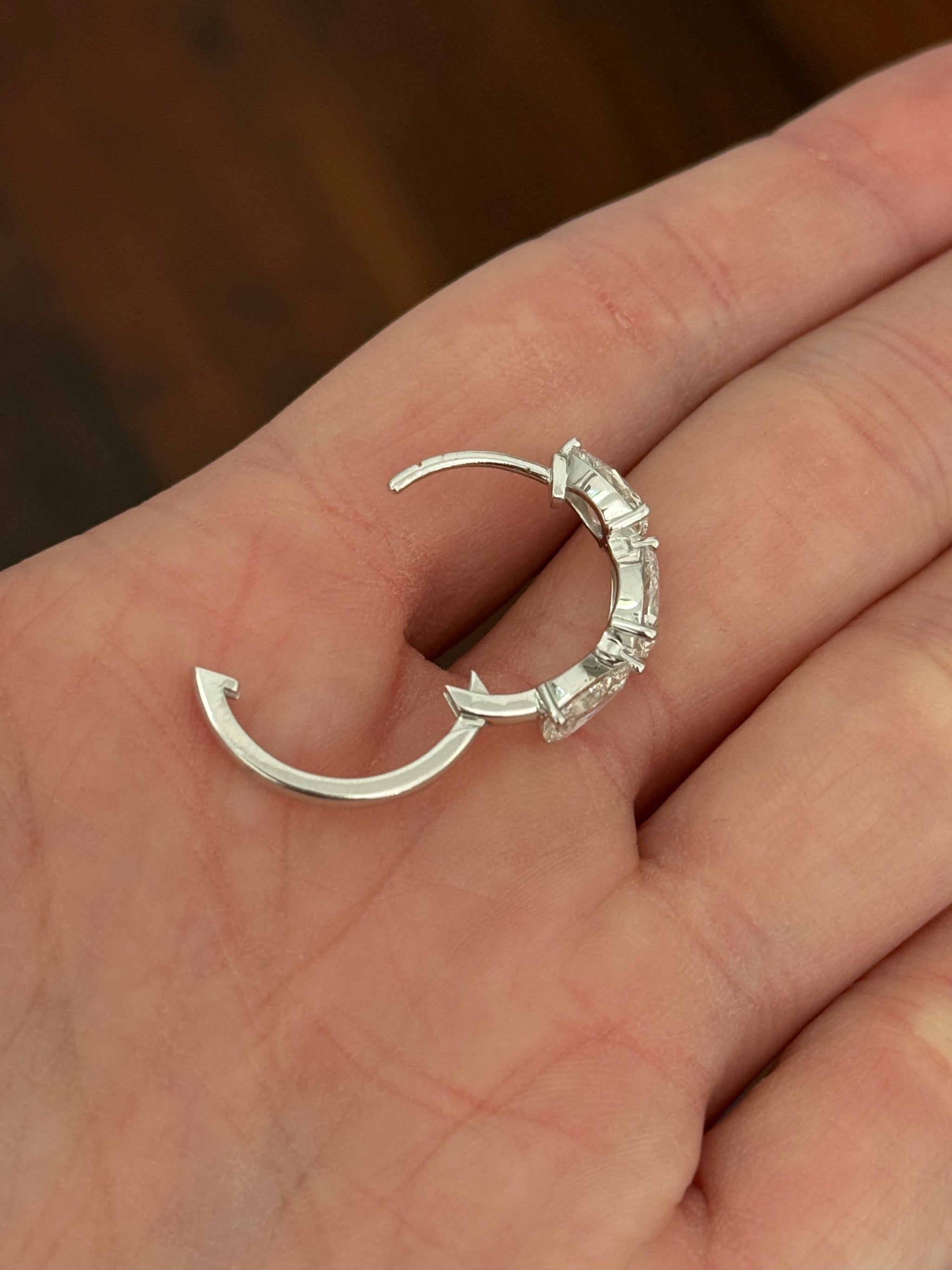 White gold 3.98ct pear shaped lab diamond hoops