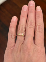 White gold pink and yellow lab diamond ring. Yellow lab diamonds are set in yellow gold.