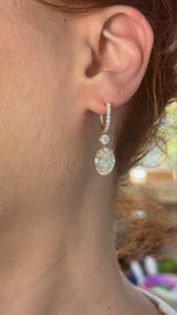 Yellow gold oval and round lab diamond latch back dangle earrings