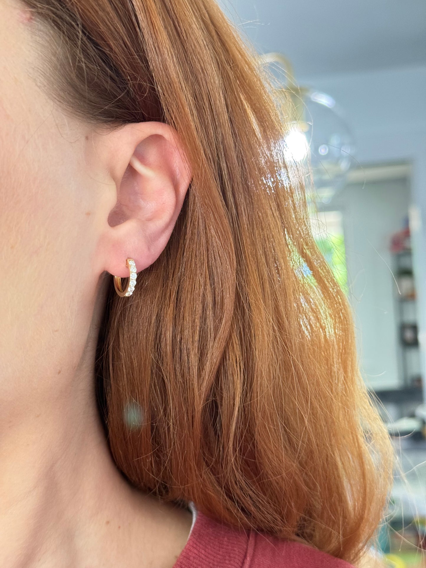 12.8mm yellow gold 0.45ct lab diamond hoop earrings