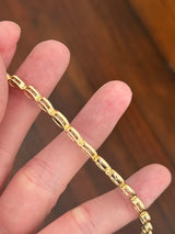 Yellow gold bezel set 6.4ct marquise and pear shape natural diamond bracelet
