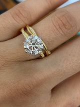 * size both to 9 *18K  White Gold & Yellow Engagement Ring with 3.08 CT Diamond and Matching Yellow Wedding Band