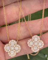 1.82ct lab diamond clover necklaces available in yellow and rose gold