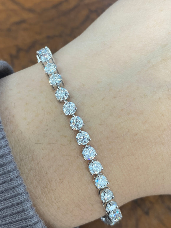 6.52CT Lab 7.5 inches 3 Prongs White Gold Tennis Bracelet