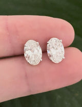 White gold oval lab diamond stud earrings