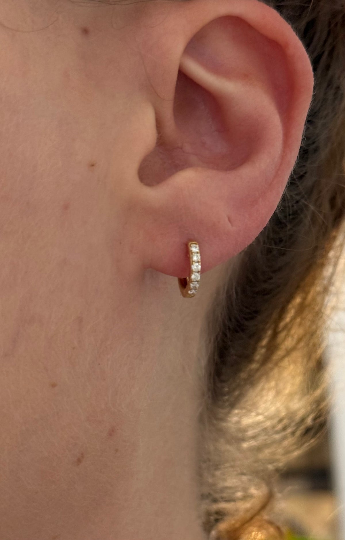 10.4mm yellow gold 0.19ct lab diamond hoop earrings