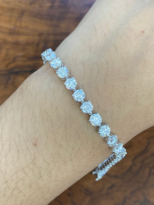 12.53 CT Lab 7 Inches 3 Prongs Tennis Bracelet