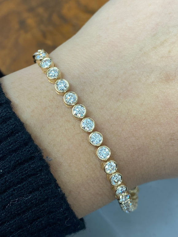 4.37 CT 7 inches Yellow Gold Tennis Bracelet Bezel