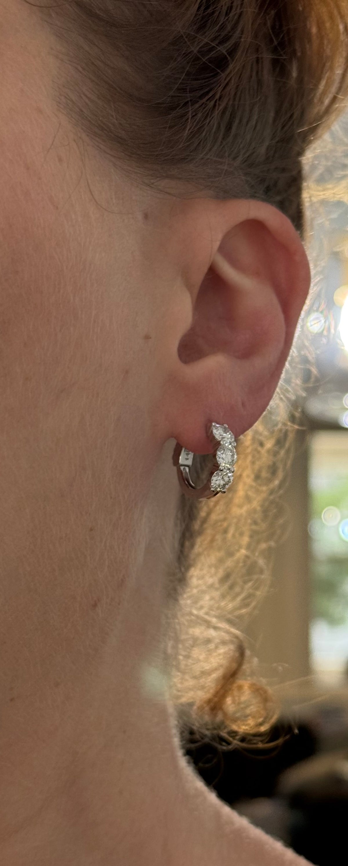 14.9mm white gold 2.6ct lab diamond hoop earrings