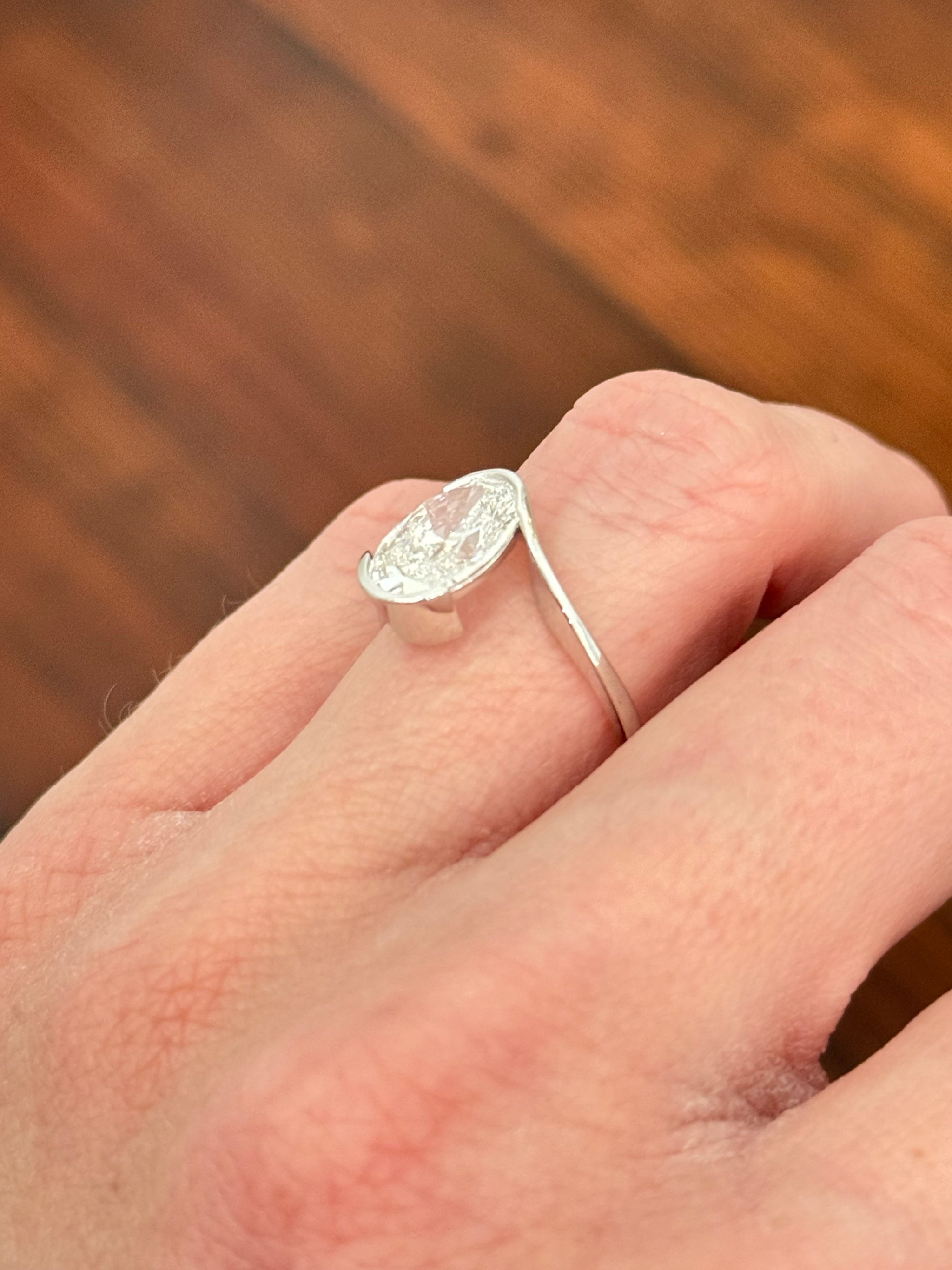 White gold IGI certified 3ct oval lab diamond ring